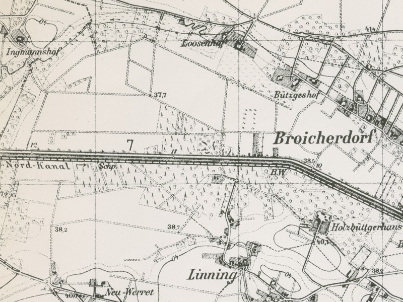 Das Gebiet des Kaarster Sees auf einer Karte aus dem Jahr 1926