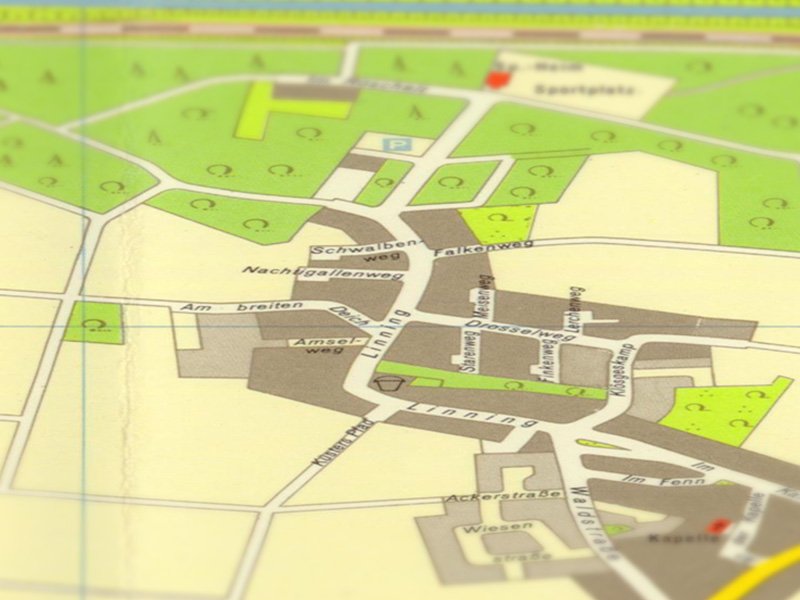 Amselweg, Vorst, Der Amselweg ist auf diesem Büttgener Ortsplan aus dem Jahre 1969 offiziell verzeichnet